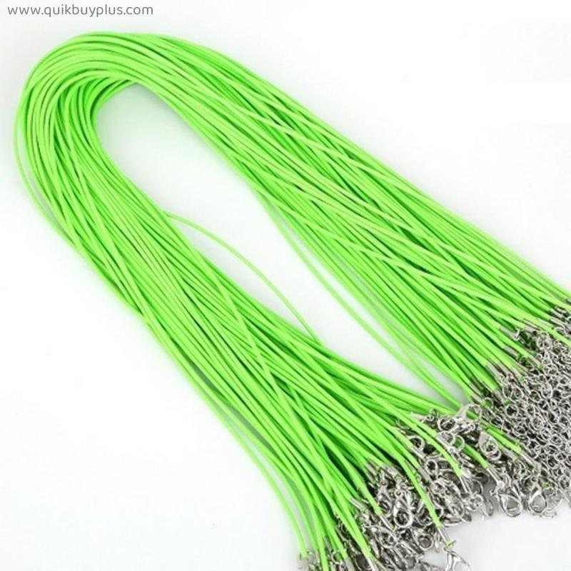 50 Pcs Colorful Leather Cord Wax Rope Chain Wax Cord Necklace Pendant For DIY Handmade Lobster Clasp String Cord Jewelry Chains