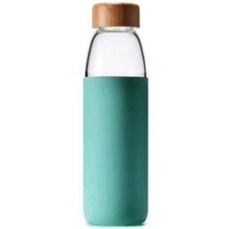 500 Ml Simple Design Of Bamboo Cover Glass Water Bottle With Bamboo Lid