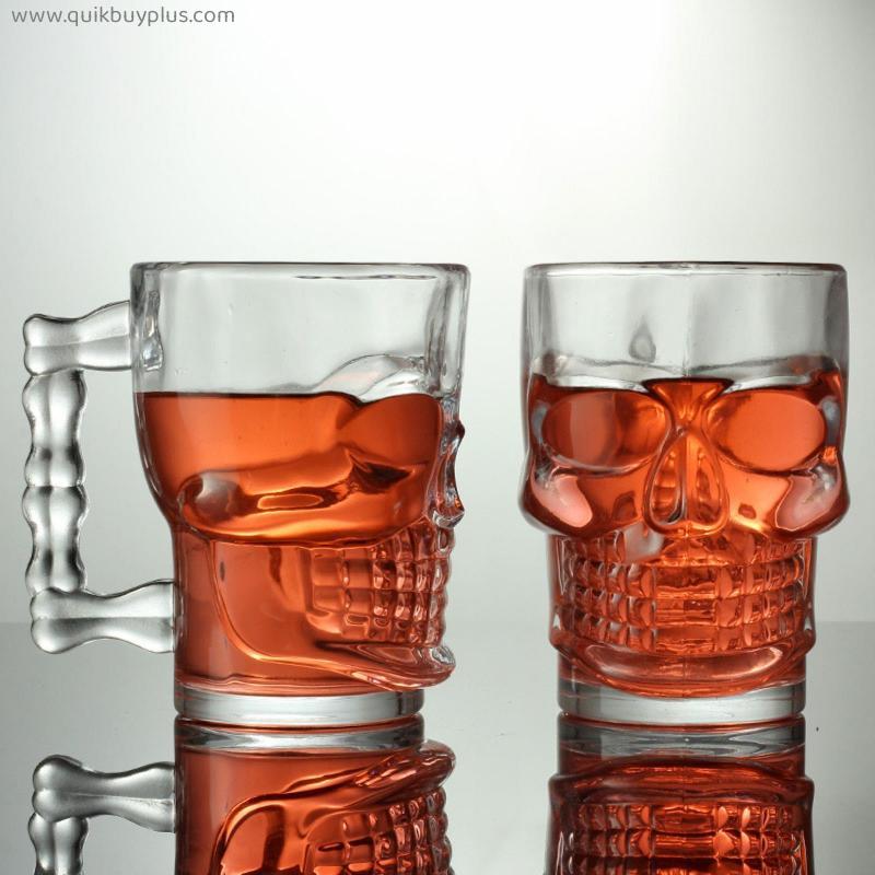 500ML Skull Beer Glasses Coffee Mug Coffee Mugs and Cups Transparent With Handle Wine Glass for Club Bar Halloween Part