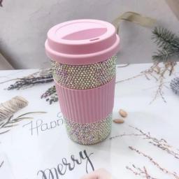 500ml Diamond Coffee Mug BPA Free Wheat Water Bottle Car Coffee Cup Office Water Cup Girl Gift