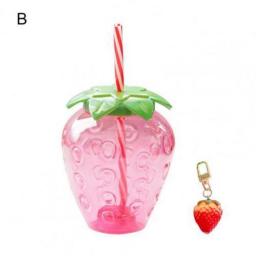 500ml Summer Cute Strawberry Straw Water Bottle Cartoon Food Grade PP Wide Application Milk Coffee Straw Cup for Home Drinkware