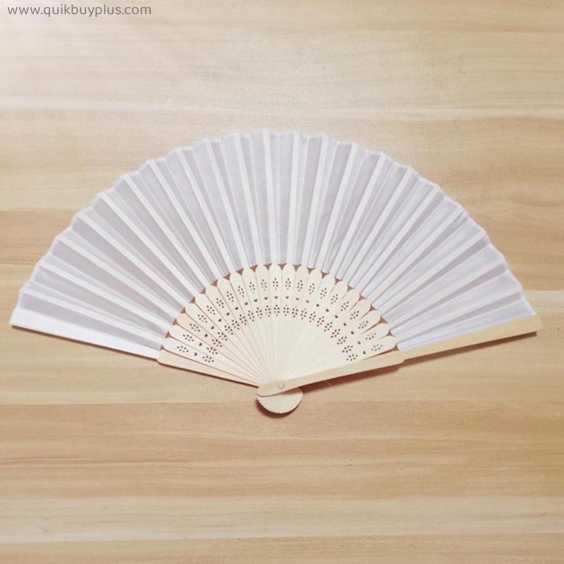 50PCS Personalized Wedding Gift Cloth Fan Customize Engrave Hand Folding Bamboo Fan Party Favors Decoration Supplies