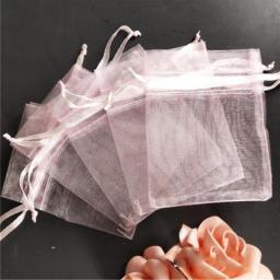 50Pcs/ Lot 7*9cm High Quality Organza Bags Jewelry Bag With Wedding Gift Drawable Bags For Wedding Derocation Party Supprise 5Z