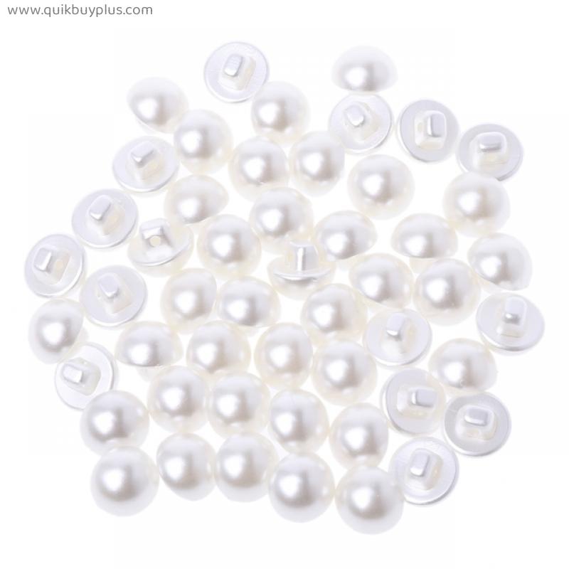 50Pcs Faux Pearl Buttons Fit Sewing Scrapbook Backhole Sewing Crafts 10/11.5mm Suitable for Baby Wedding Bridal Clothes Buttons