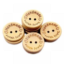 50Pcs Handmade Love Letters Carved Buttons DIY Craft Clothes Sewing Accessory
