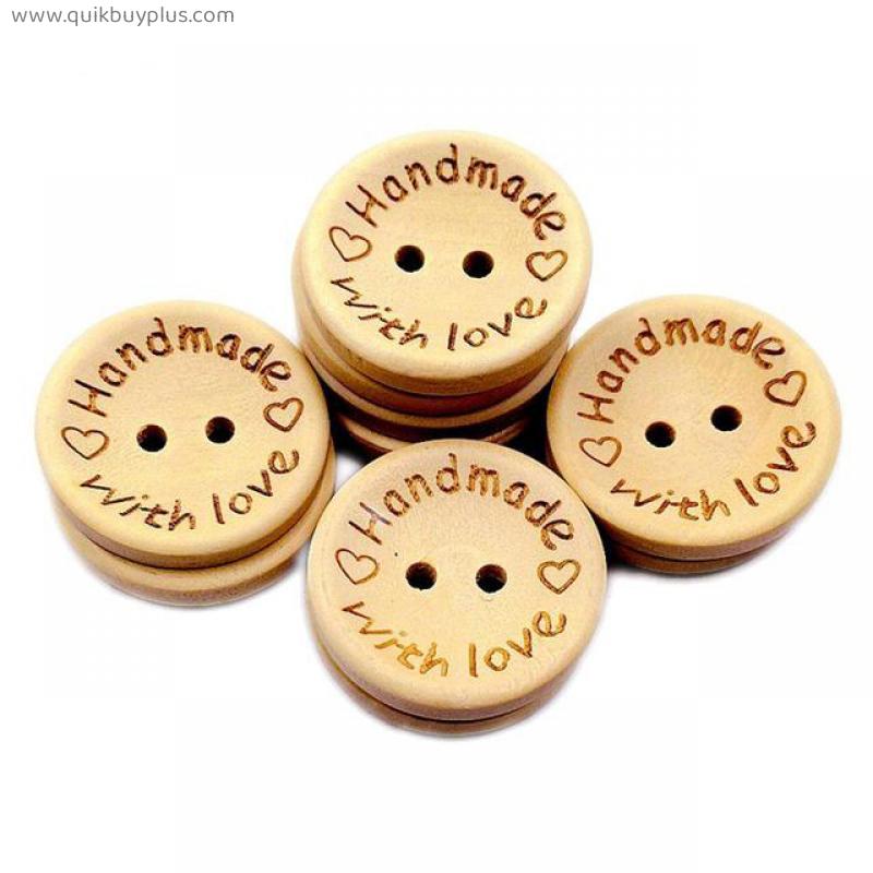 50Pcs Handmade Love Letters Carved Buttons DIY Craft Clothes Sewing Accessory