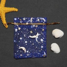 50pcs Stars & Moon Design Organza Sheer Gauze Element Jewelry Bags Tulle Fabric Wedding Gift Bags Sachet OrganzaGift Bag