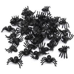 50pcs Horror Black Spider Haunted House Spider Web Bar Party Decoration Supplies Simulation Tricky Toy Halloween Decoration