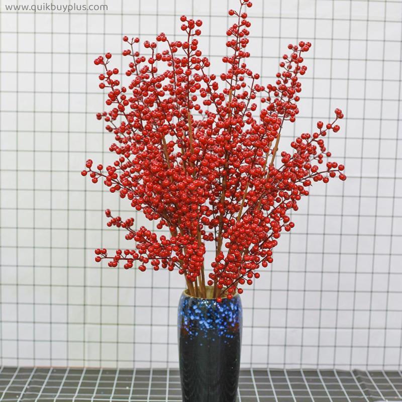 52cm Red Christmas Berry Artificial Pine Cone For Christmas Decoration Artificial Flower Room Garden Flower Arrangement DIY