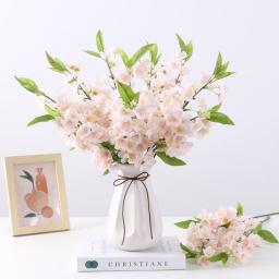 52cm Silk Peach Blossom Artificial Flower Home Decor Fake Flower For Wedding Home Desk Party DIY Decoration Plant Bouquet