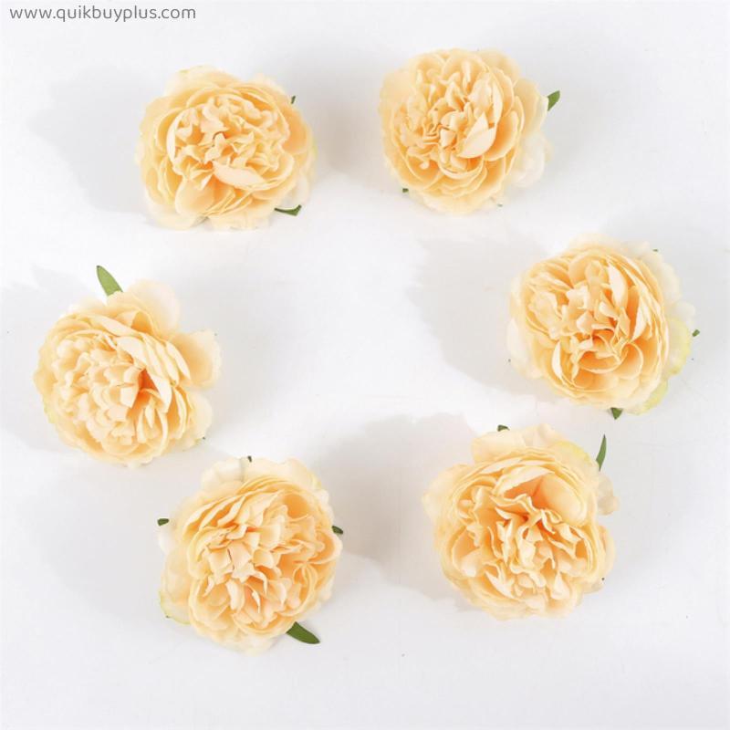 5PCS Blooming Peony Artificial Flowers Head For Home Decor Wedding Backdrop Flower Wall Birthday Cake Decorations Fake Flowers