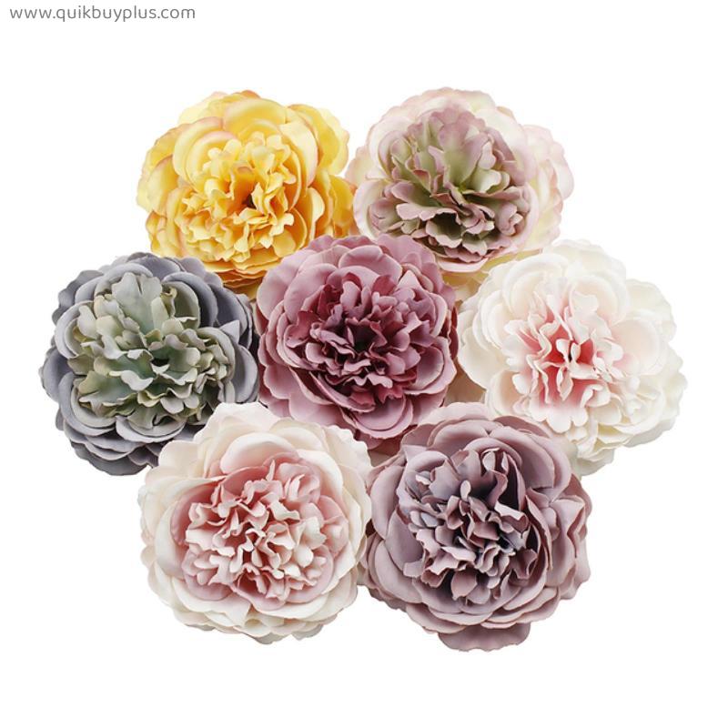 5PCS High Quality Retro Artificial Silk Peony Head Wall Wedding Bridal Accessories Classic Flower Home Decor Artificial Flower