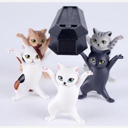 5pcs/set Enchanting Cat Pen Holder Black Cat Carrying Coffin Bracket Cute Decoration Animal Statue Handmade Home Decor Cat Dolls