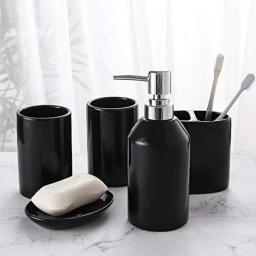 5pcs Bathroom Accessories Set,simple Style Household Washing Set,including Soap Dispenser,mouthwash Cup,toothbrush Holder,soap Box