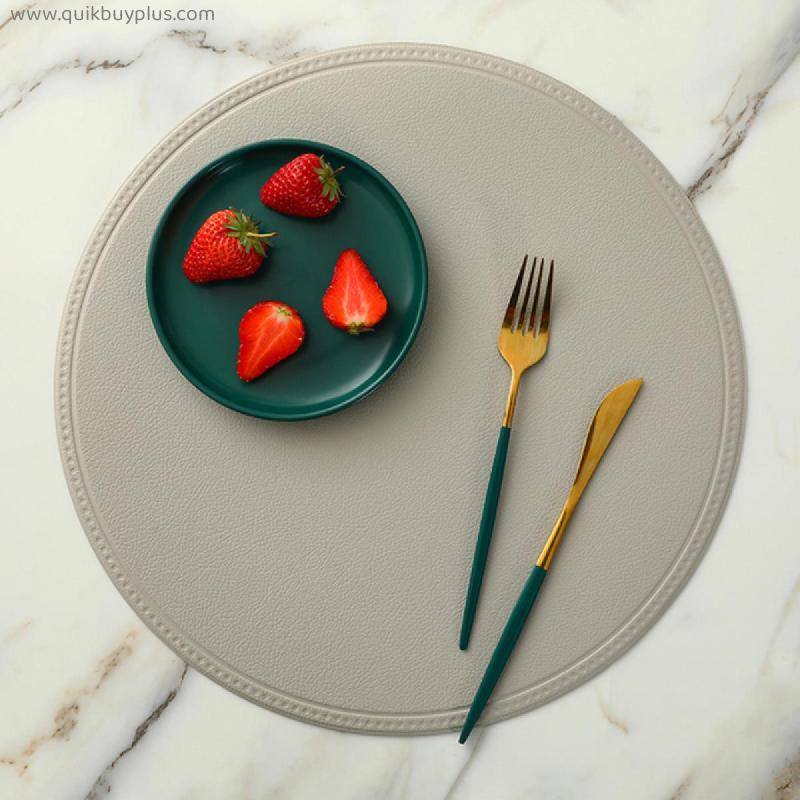 6/4pcs Round/Rectangular Faux Leather Placemat Waterproof Oil-proof Heat-insulating Table Mat Hotel Restaurant Table PU Placemat