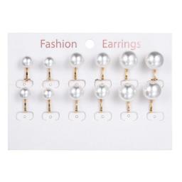 6 Pairs/set Luxury Female Round Colorful Zircon Stone Clip on Earrings Fashion Vintage Gold Non Pierced Ear Clips For Women Gift