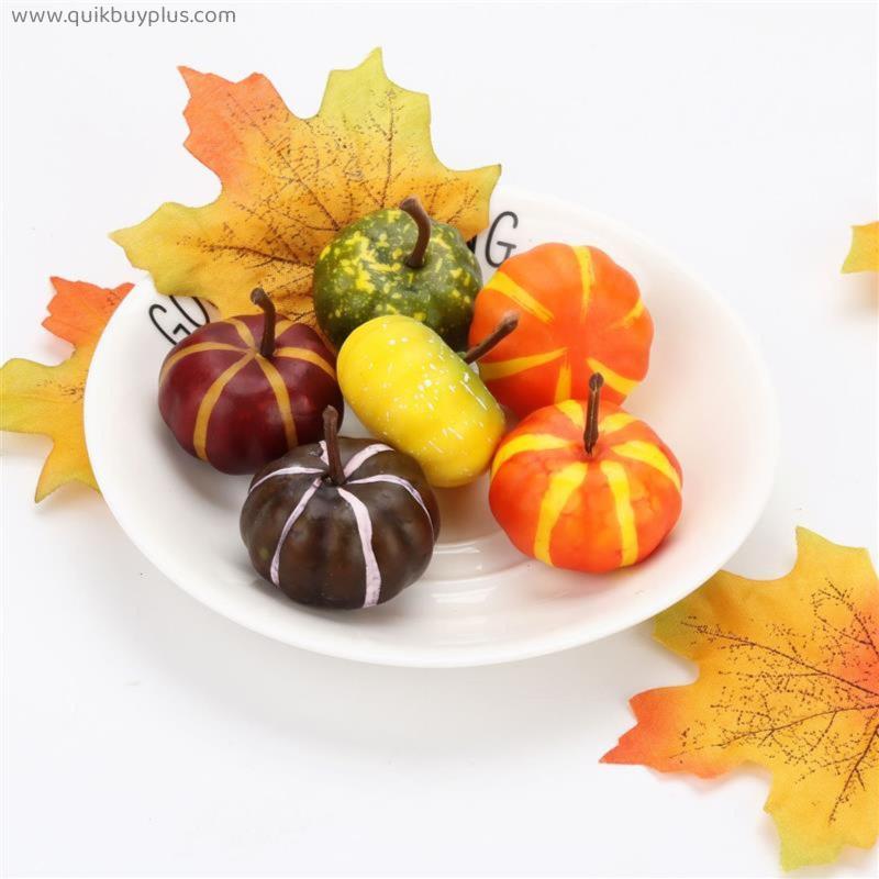 6 Pcs Mini Artificial Pumpkin Fake Simulation Vegetable Happy Halloween Decoration For Home Props DIY Crafts