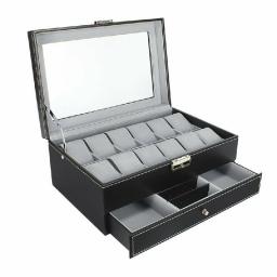 6 Slot12 Slot Watch Box Leather Jewelry Box Lockable Jewelry Case Glass Drawer