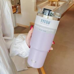 600/900ml Stainless Steel Thermos Bottle With Straw Thermal Coffee Mugs Travel  Vacuum Tumbler For Tea Cold Drinks Car Ice Cup