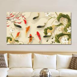60x120cm DIY Painting By Numbers animals Large Size 9 fish playing in the water Acrylic Paint On Canvas Modern Wall Home Decors
