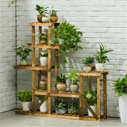 6Tier 95x96cm Wood Plant Stand Flower Rack Yard Garden Decoration Strong Bearing
