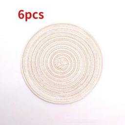 6pcs/set Round Ramie Insulated Pad Placemats Non Slip Table Mats Pad Cup Coaster Kitchen Dinner Table Decoration Accessories
