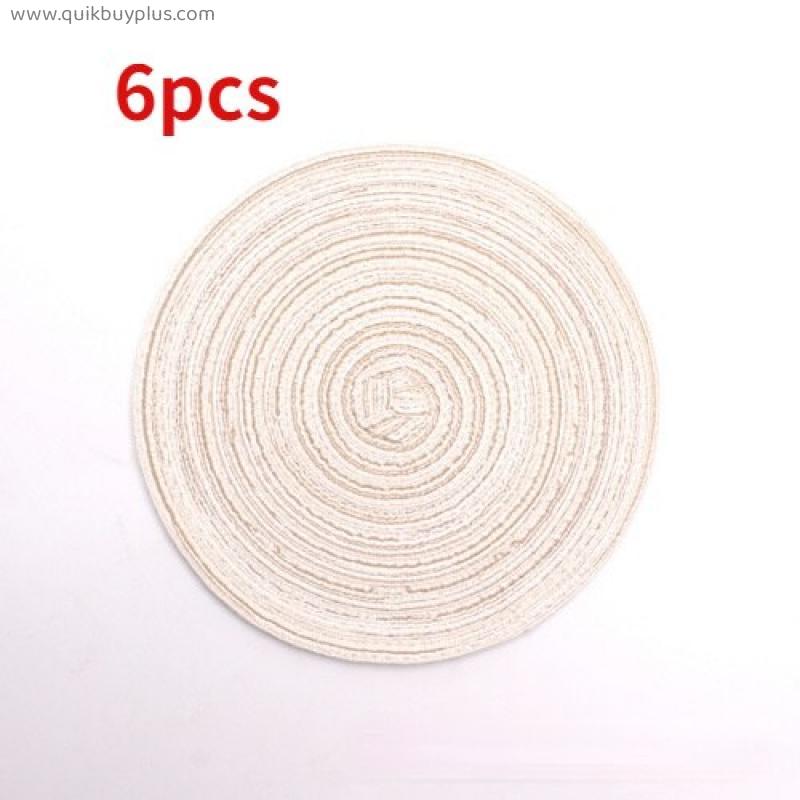 6pcs/set Round Ramie Insulated Pad Placemats Non Slip Table Mats Pad Cup Coaster Kitchen Dinner Table Decoration Accessories