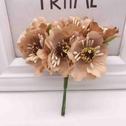 6pcs Artificial Flower high quality Silk Cherry Bouquet For Wedding Home Decoration DIY Scrapbooking Wreath Craft Flowers