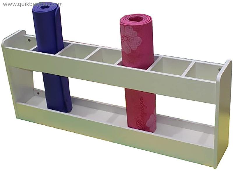 7 Compartment Wood Foam Roller/Yoga Mat Holder Stand, Freestanding Mats/Rugs Storage Organizer Shelf Rack, School/Kindergarten/Gym (Color : Natural)
