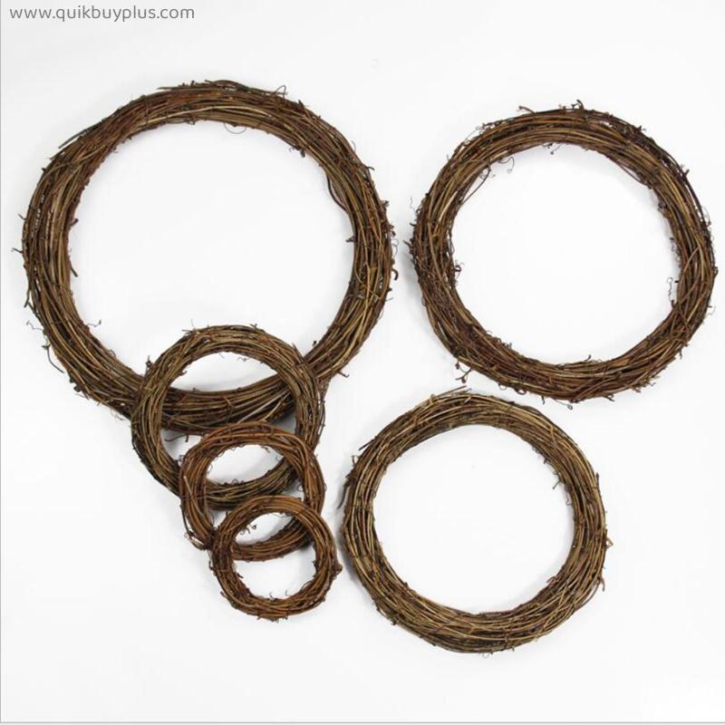 8-30CM DIY Christmas New Year Home Wreath Rattan Ring Decoration for Wedding Wall Natural Rattan Rings Artificial Flower Decor