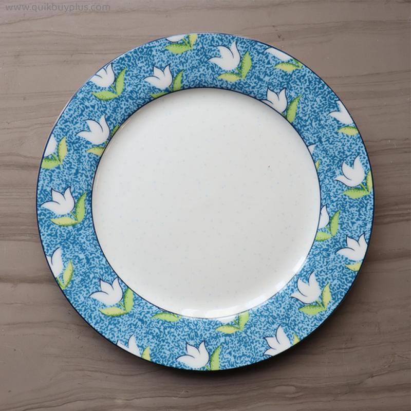 8-inch Bone China Dinner Plate Breakfast Floral Food Plates Household Salad Tray Steak Flate