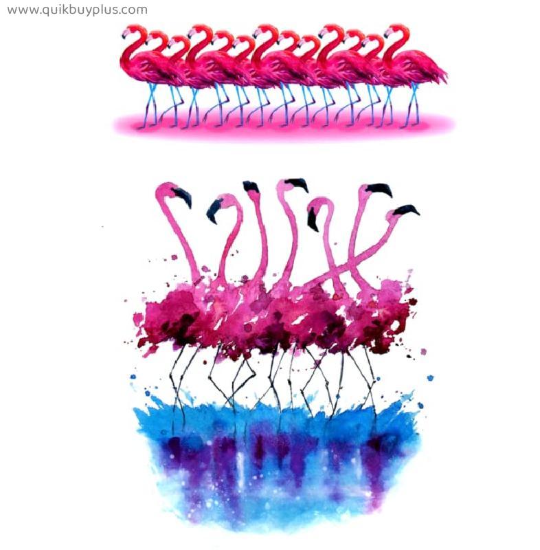 8 sheets Flamingos Waterproof Temporary Tattoos Men Beauty Birds Tatoo Temporary Stickrs Tatouage Temporaire Glitter Tattoo Sticker