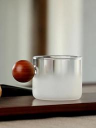 80ml Small Glass Cup Wood Handle Tea Mug Drinkware Milk Office Cups Coffee Mugs Drinkware Glass 1PC