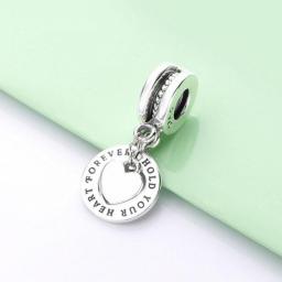 925 Sterling Silver Beads Charm Hold Your Heart  Pendant Bead Fit Pandora  Charms Bracelet
