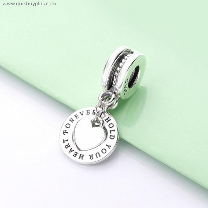 925 Sterling Silver Beads charm Hold your Heart  Pendant Bead Fit Pandora  Charms Bracelet