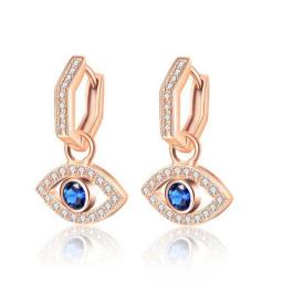 925 Sterling Silver Crystal Drop Earrings for Women Jewelry Hiphop Fashion Blue Stone Evil Eye Statement Earrings