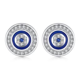 925 Sterling Silver Stud Earrings For Women Blue Crystal Evil Eye Enamel Lucky Turkey Eye Men Earrings Fashion Jewelry