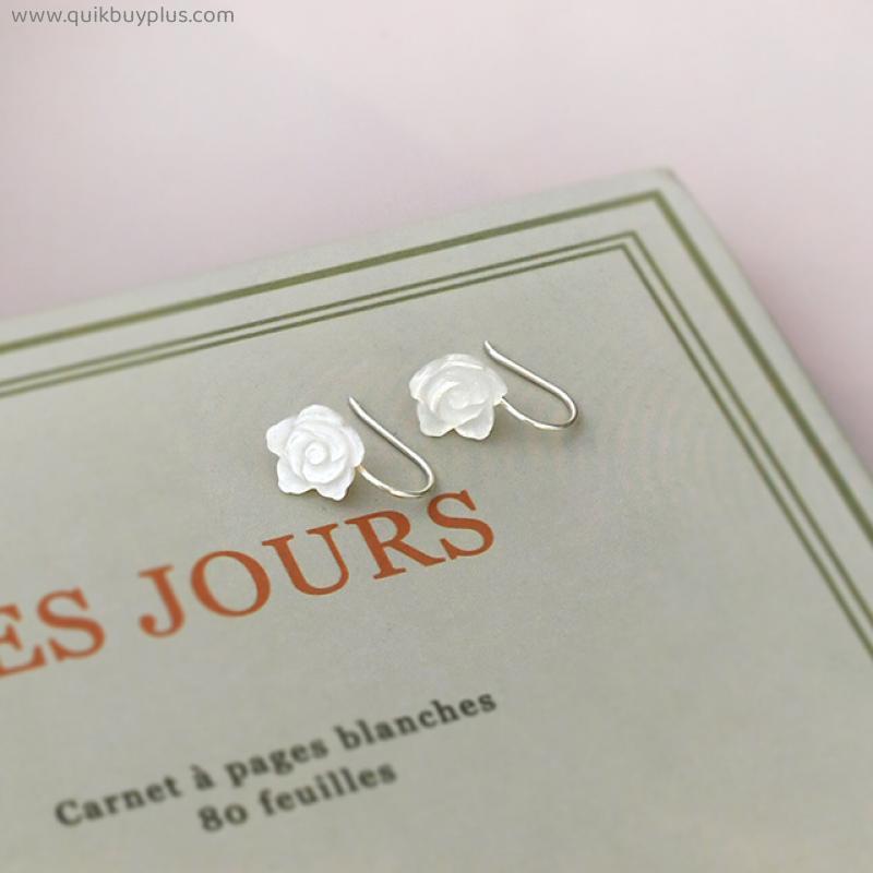 ASHIQI Natural Shell Flower Earrings 925 Sterling Silver Handmade Jewelry Gift for Women
