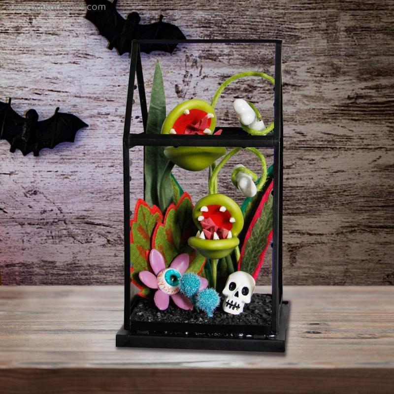 ATDAWN Halloween Table Decorations, Halloween Artificial Flower House Decor for Halloween Indoor Home Desktop Haunted House Decorations