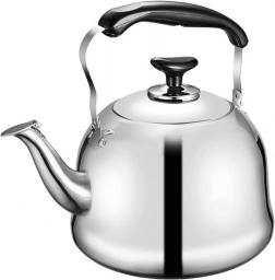 AWAING Kettle for Gas Hob 304 Food Grade Stainless Steel Whistling Tea Kettle Ergonomic and Comfortable Handle for Various Stoves Camping Kettle for Gas Stove(Color:Silver;Size:6L)