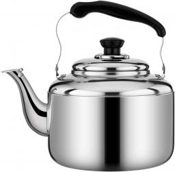 AWAING Kettle for Gas Hob Large Capacity Teapot Stainless Steel Tea Kettle for Stove Top Whistling with Ergonomic Handle Camping Kettle for Gas Stove(Color:Silver;Size:5L)