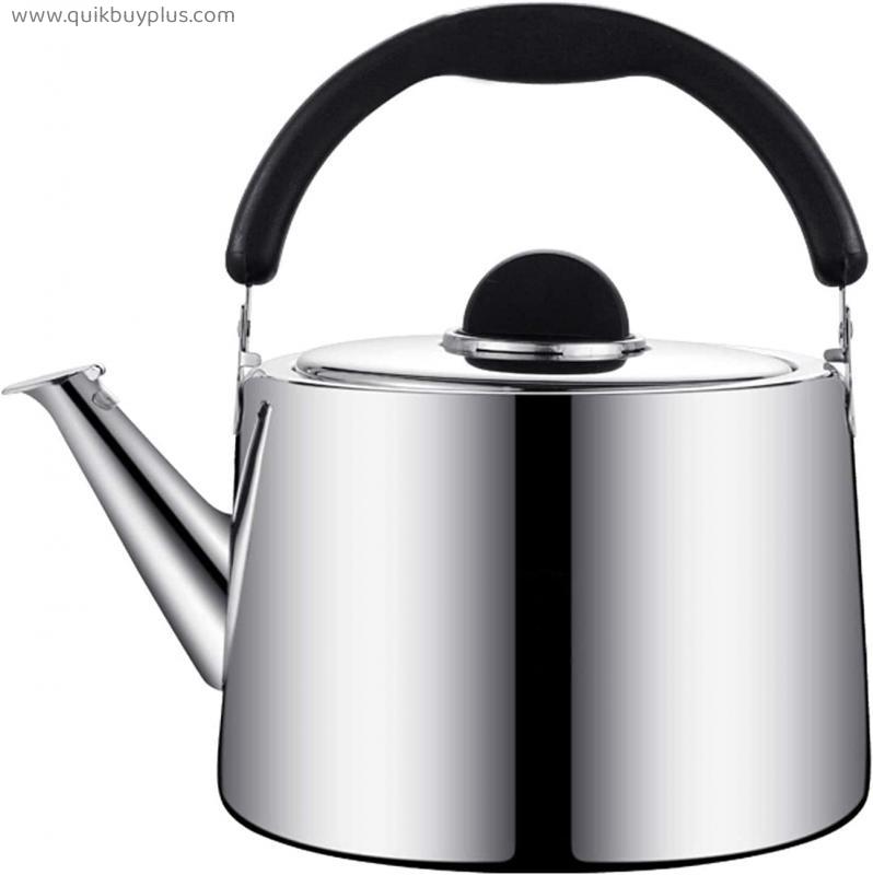 AWAING Kettle for Gas Hob Silver Tea Kettle Large Stainless Steel Tea Kettle Whistles Heat-Resistant Handle for Stove Top Camping Kettle for Gas Stove(Color:Silver;Size:3L)