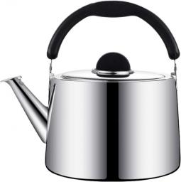 AWAING Kettle For Gas Hob Silver Tea Kettle Large Stainless Steel Tea Kettle Whistles Heat-Resistant Handle For Stove Top Camping Kettle For Gas Stove(Color:Silver;Size:3L)