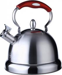 AWAING Whistling Kettle for Gas Hob 304 Stainless Steel Whistling Kettle, Suitable for Indoor outdoor with Ergonomics Heat Proof Handle Camping Kettle for Gas Stove(Color:Silver;Size:5L)