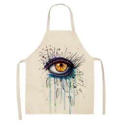 Abstract Eyes Pattern Colorful Aprons Home Cooking Kitchen Apron Wear Cotton Linen Adult Bibs Home Decor Women Aprons