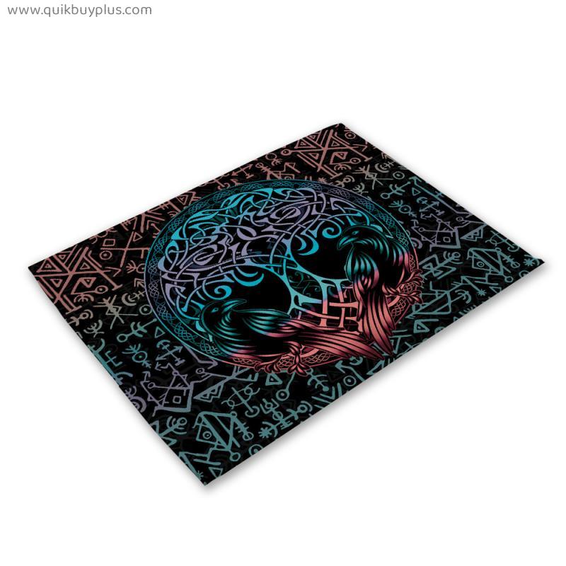 Abstract Placemats Cotton Linen Placemats, Heat Resistant Washable Placemats, Easy Clean Placemats