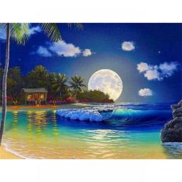 Acrylic Painting By Numbers Crafts Canvas Painting Moon Seascape Diy Coloring By Numbers Wall Art Home Decor