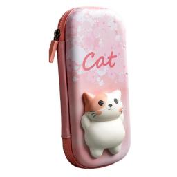 Adorable 3D Pencil Case Stationery Organizer School Supplies For Girls EVA Pink Pen Pouch Holder Kawaii Eraser Bag Squishy Cat