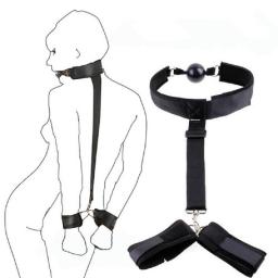 Adult Games Erotic Sex Toys For Woman Couples Slave Neck Handcuffs Nylon BDSM Bondage Restraints Collar Fetish Sex Products Gags