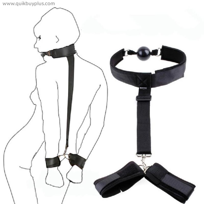 Adult Games Erotic Sex Toys For Woman Couples Slave Neck Handcuffs Nylon BDSM Bondage Restraints Collar Fetish Sex Products Gags